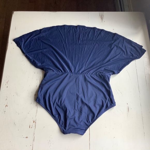 Beach House Black Ruffled Tankini + Navy Blue Swim Skirt 18W - Picture 7 of 8